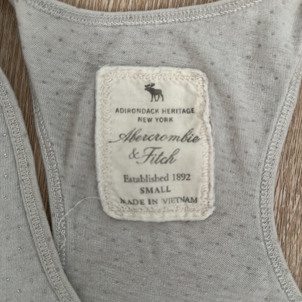 COPY - Abercrombie & Fitch light grey metallic silver polka dot racer back tank - Picture 4 of 5